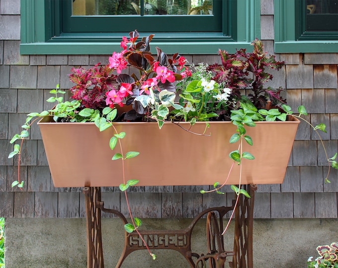 35"L Solid Copper Window Flower Box Planter- Large