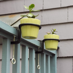 2-Clamp-On 4&quot; Flowerpot Ring/Holder Railing Brackets, Wrought Iron