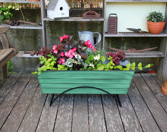 36"L Green Flower Box Planter with Modern Stand