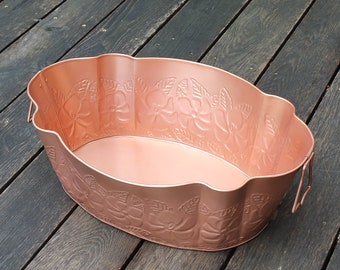 Scalloped Oval Copper Tub Planter, Ice Bucket
