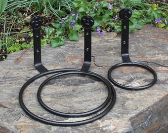 SET of 3, Wrought Iron Flowerpot Ring/holder Wall Brackets