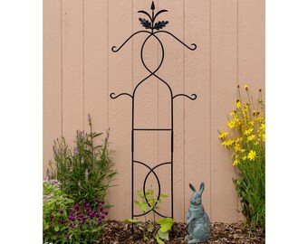 Classic Curls Wrought Iron Trellis,  Free-Standing for Garden, 72"H x 18"W