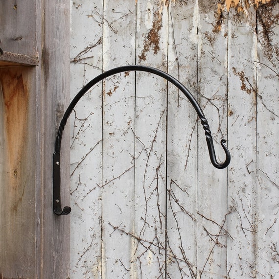 2 Twist Arc Brackets 18 Inch Wrought Iron Wall Hook Hanger Etsy