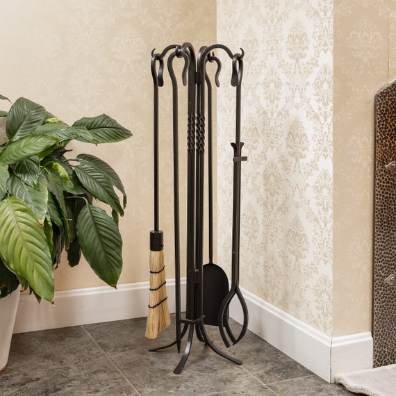33" Wrought Iron Fireplace Tool Set - Shepherds Hook