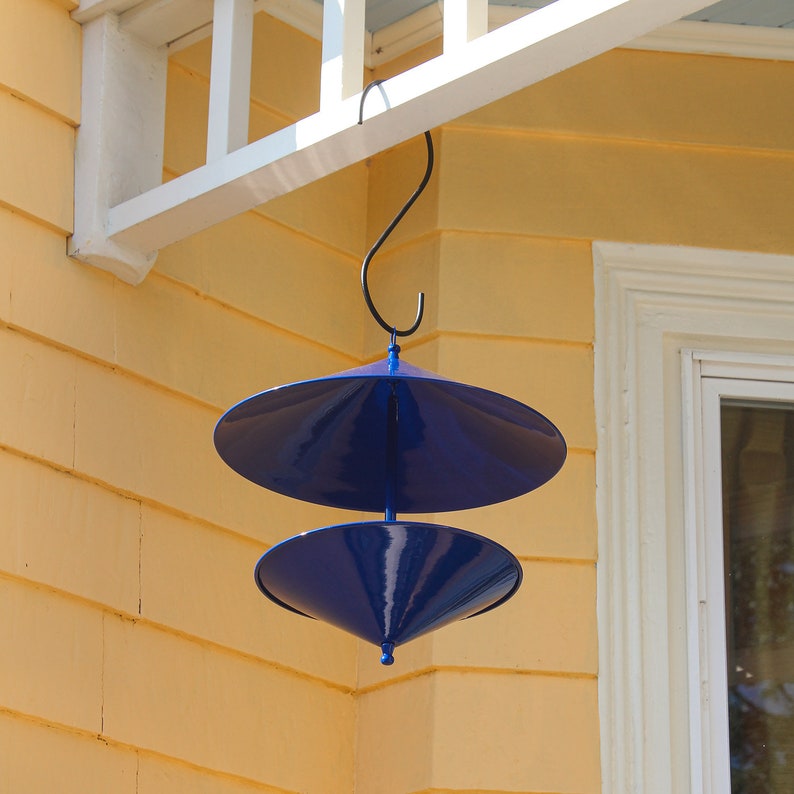 Conical Modern Bird Feeder Blue image 2