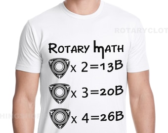 Rotary Math - mazda rotary - graphic T-shirt - Men apparel - black Tee - 12A 13B  20B 26B - wankel shirt- Mechanic Tshirt- car enthusiast