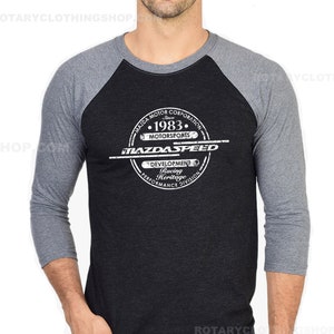 Mazdaspeed T-Shirt - 3-4 Raglan - Vintage Logo - Rx7 - 787B - Mazdaspeed3 - Miata - Mazdaspeed6 - Unisex T-Shirt