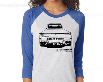 Mazda Repu Tshirt - 3/4 sleeve - unisex -Jdm Legend collection- Wankel Engine - Rotary Power Pickup Truck