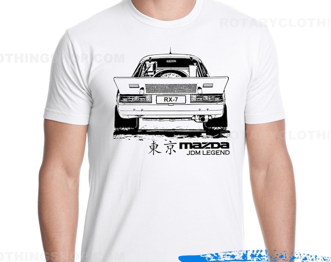 Featured listing image: Mazda Rx7 Tshirt- Rx7 Group B Rally Racing Car - Rx-7 FB Rotary Power