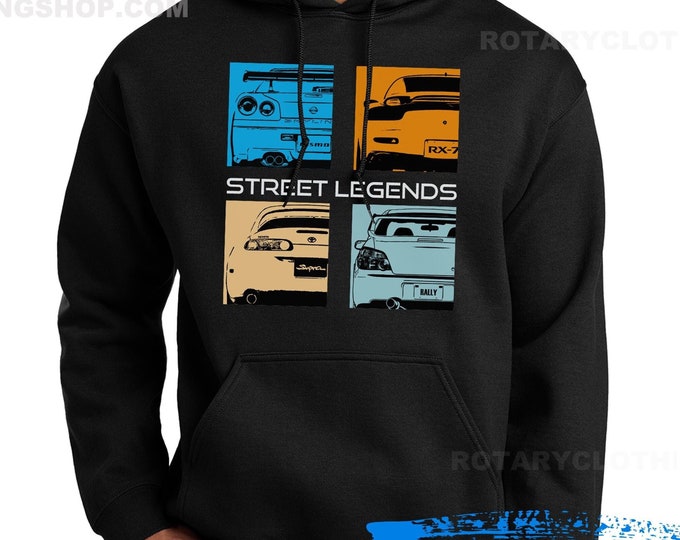 Featured listing image: JDM Legends Hoodie Sweater - JDM Street Legends -Men hoodie - Rx7 - Skyline - Supra - Mazdaspeed - Rotary Power