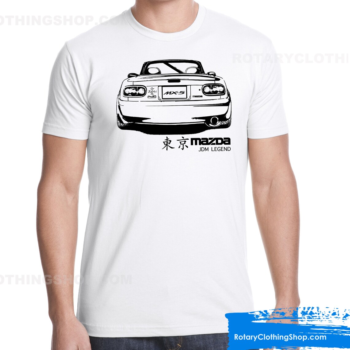 T-shirt Miata Angry Eye JDM - Style Racing Lowered - T-shirt Noir Manches Courtes Imprimé Floral Lettrage - 5