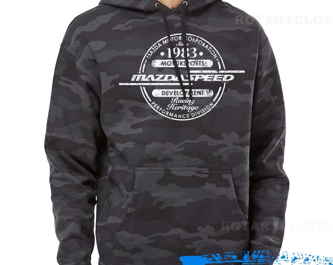 Featured listing image: Mazdaspeed Hoodie Sweater - Mazda sweatshirt -Men hoodie - Rx7 - 787B - Mazdaspeed3 - Miata - Mazdaspeed6 - Rotary Power