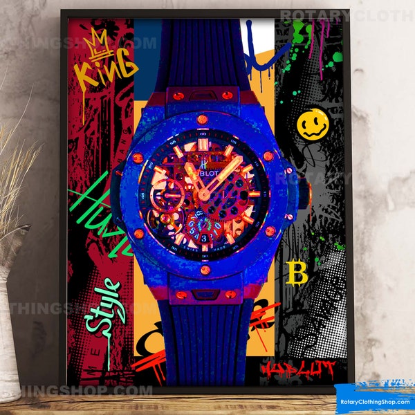 Luxe horlogeposter - Kunstwerk voor Hublot-fans - Premium canvas - Mechanisch horloge - Motiverende print
