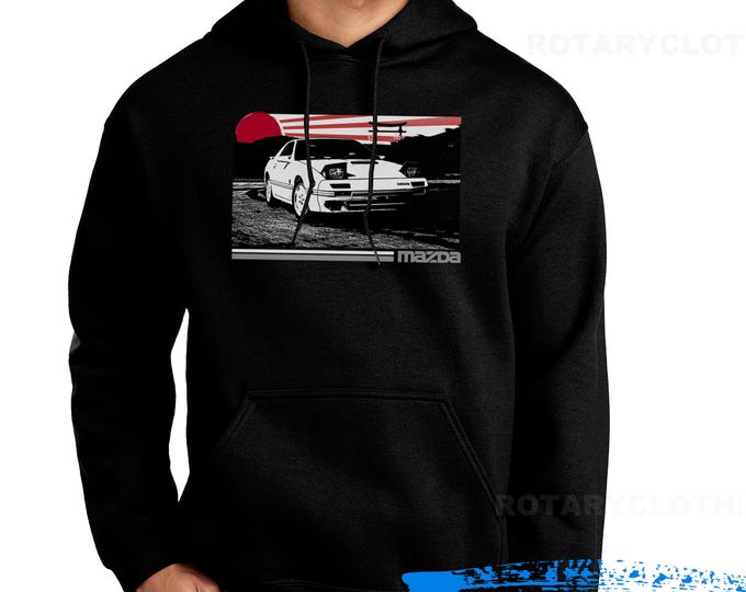 Featured listing image: Mazda RX-7 FC Hoodie: Zoom Zoom Lifestyle - Wankel Rotary Engine Pullover Rx7