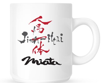 Mazda Miata MX5- Jinba Ittai- Ceramic Mug - Race car cup - White