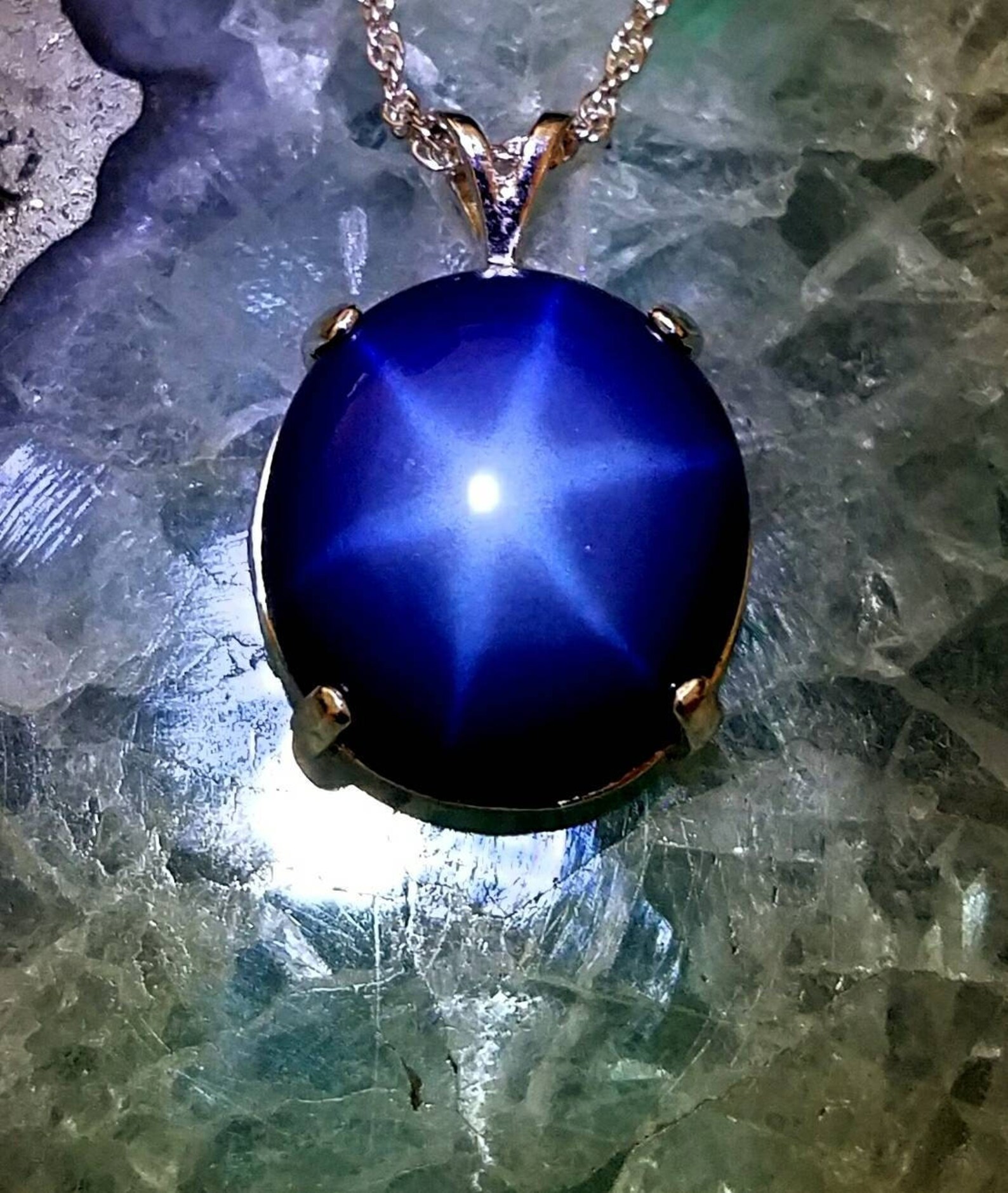 Blue Star sapphire necklace star sapphire necklace silver. Etsy