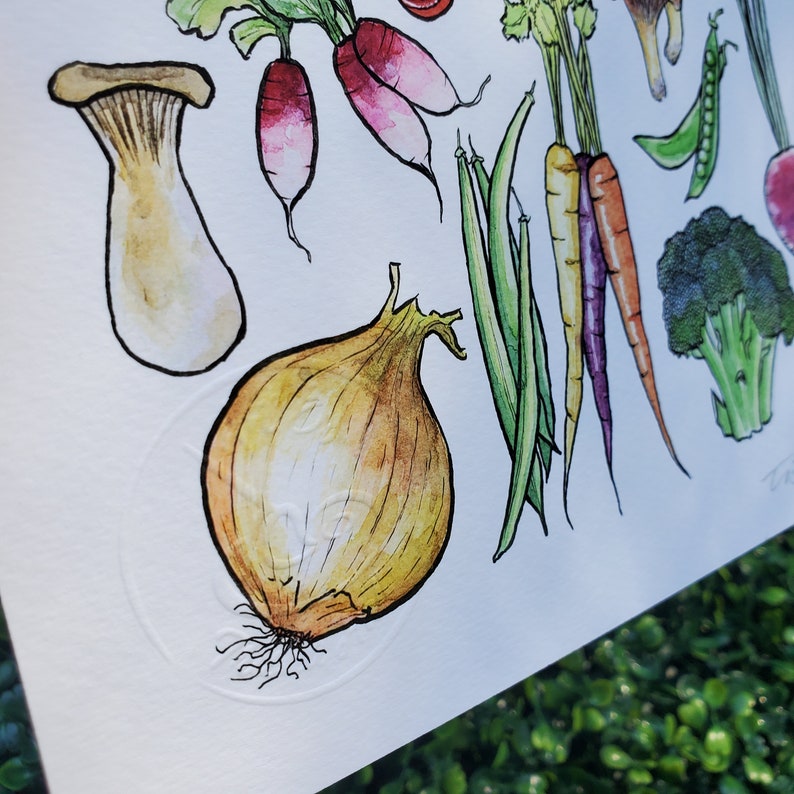 Vegetable Spread / Giclee Print / Watercolor Painting / Veggies ...