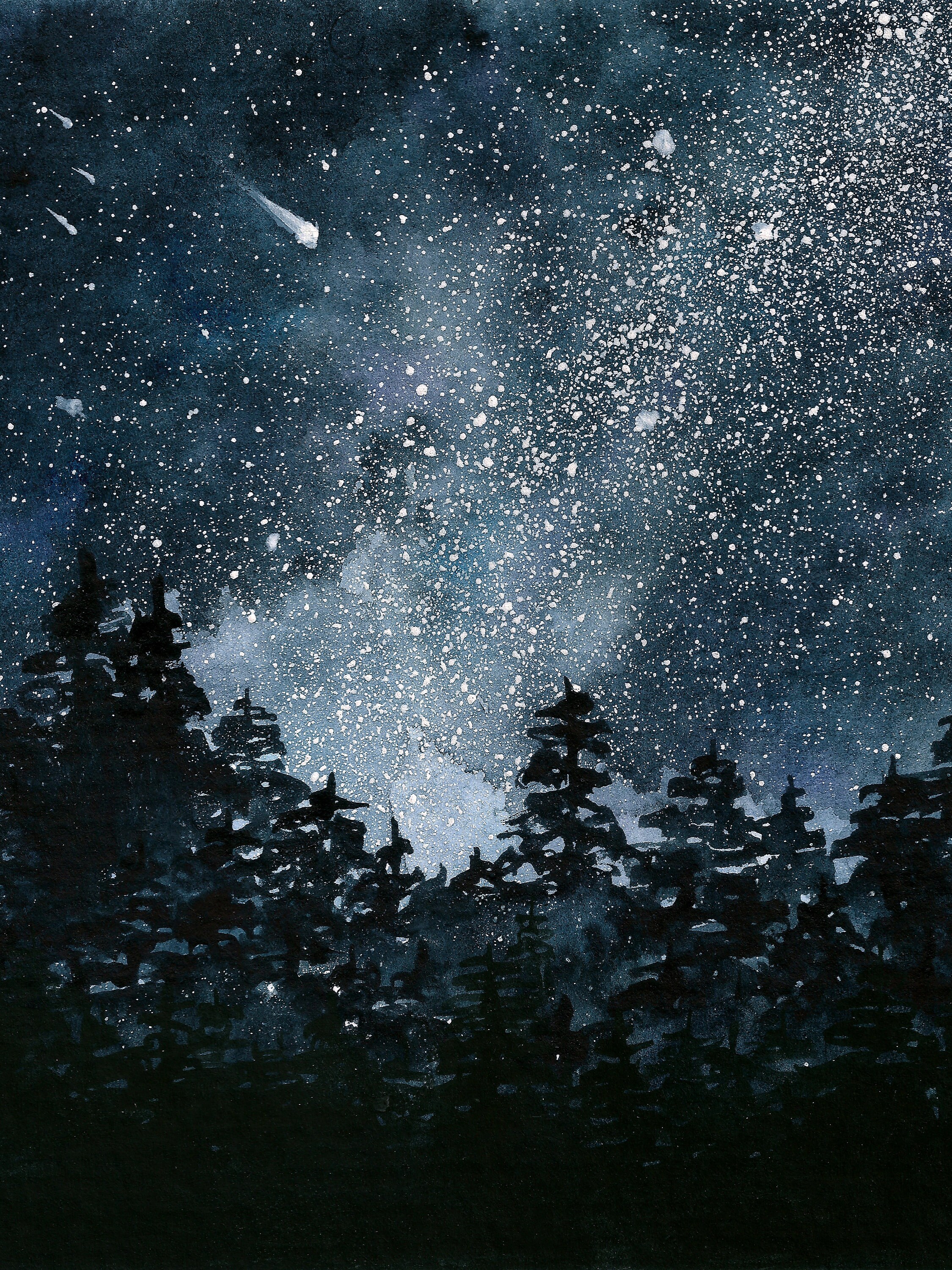 Night Sky Watercolor Digital Print / Home Decor / Printable / Instant ...