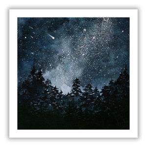 8x8 Canvas Starry Galaxy Night Sky Acrylic Painting on Canvas