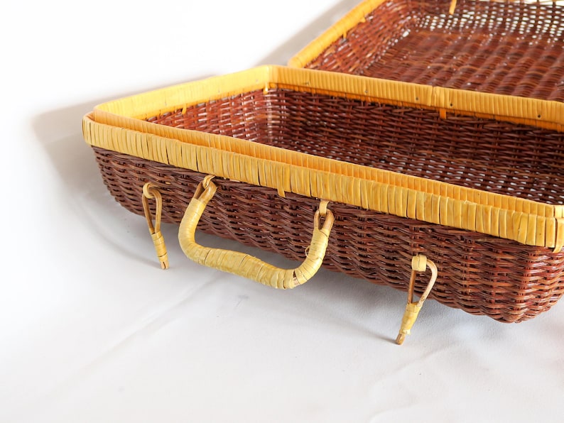 Original Gift 1960 Handbag Hand Made Basket Bohemian Chic Retro Lunch Box ~ Picnic ~ Walk Retro French Vintage Boho Wicker Suitcase