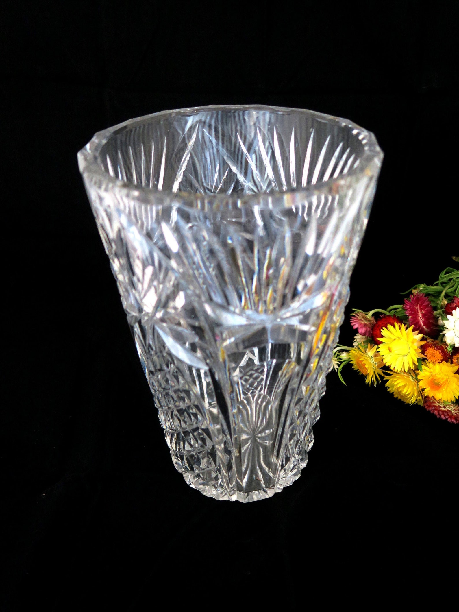 French Vintage Cut Crystal Glass Lead Crystal Vase Flower Etsy