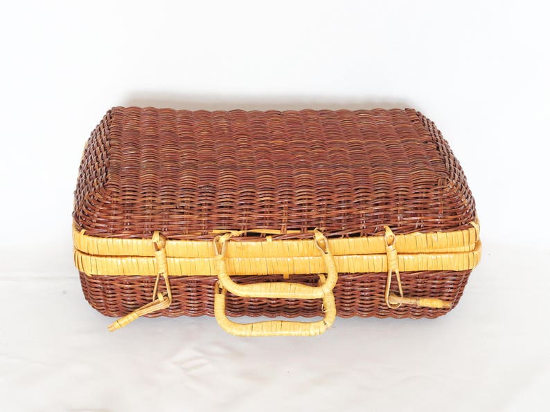 Original Gift 1960 Handbag Hand Made Basket Bohemian Chic Retro Lunch Box ~ Picnic ~ Walk Retro French Vintage Boho Wicker Suitcase