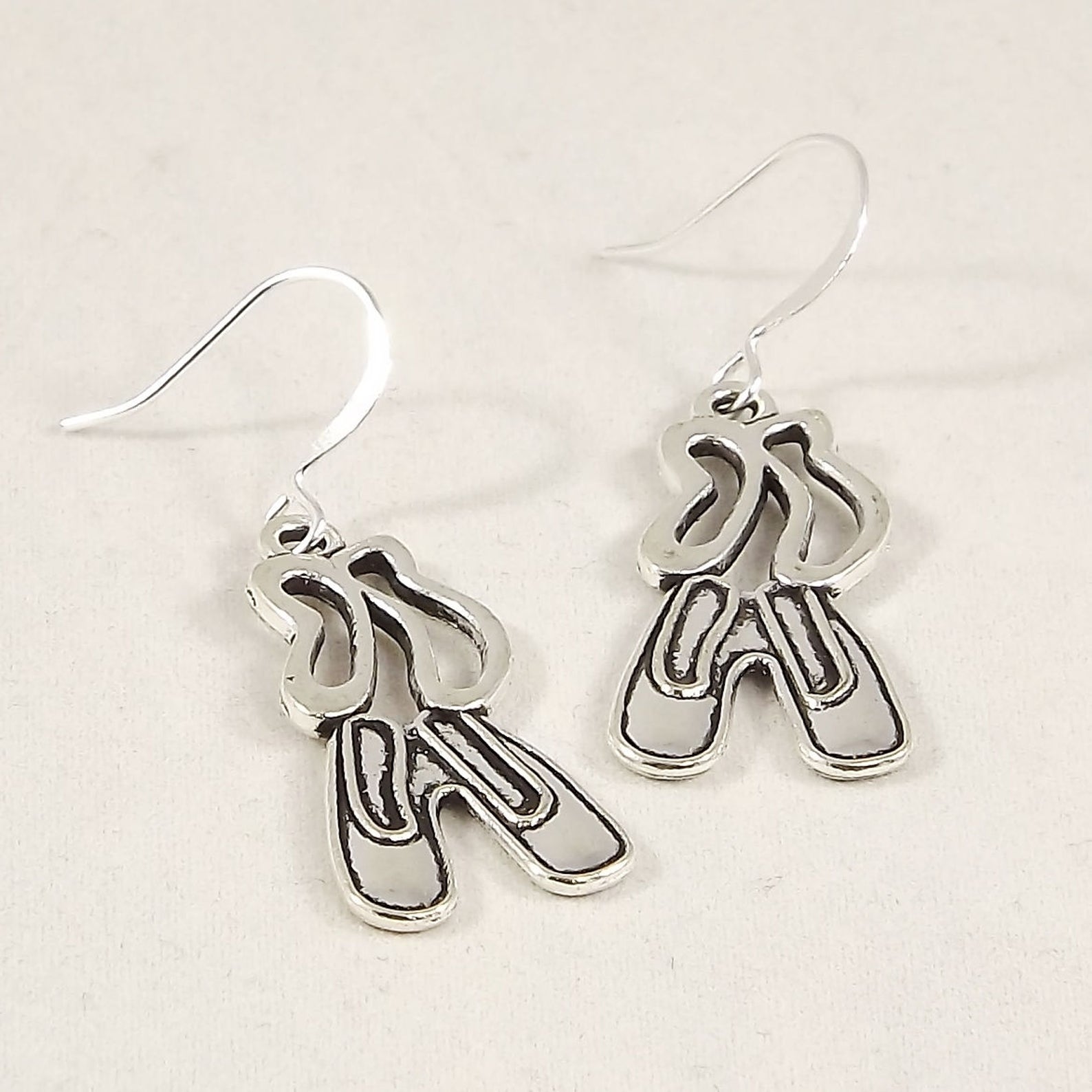 silver ballet slippers charms, ballerina jewelry, ballet student, ballet mom gift, ballet teacher, ballet lover gift, pointe sho