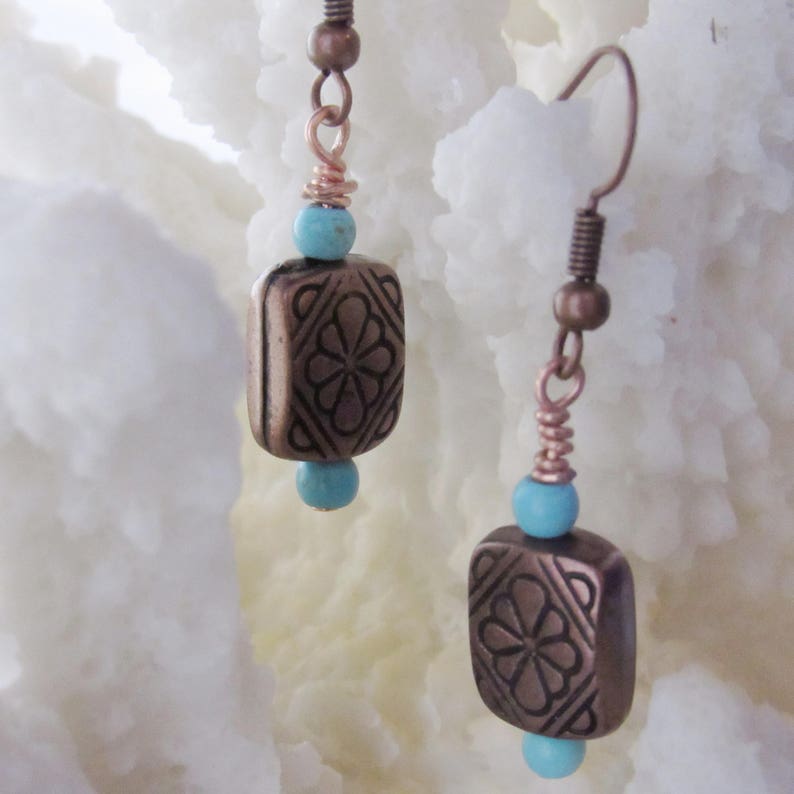 southwestern jewelry turquoise and copper earrings copper jewelry western earrings Copper earrings country girl earrings