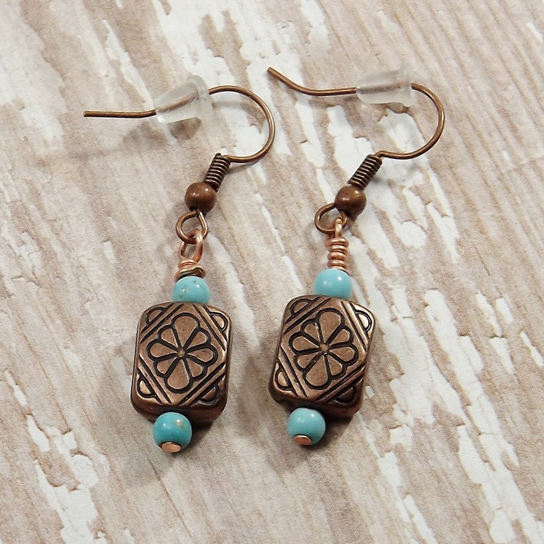 southwestern jewelry turquoise and copper earrings copper jewelry western earrings Copper earrings country girl earrings