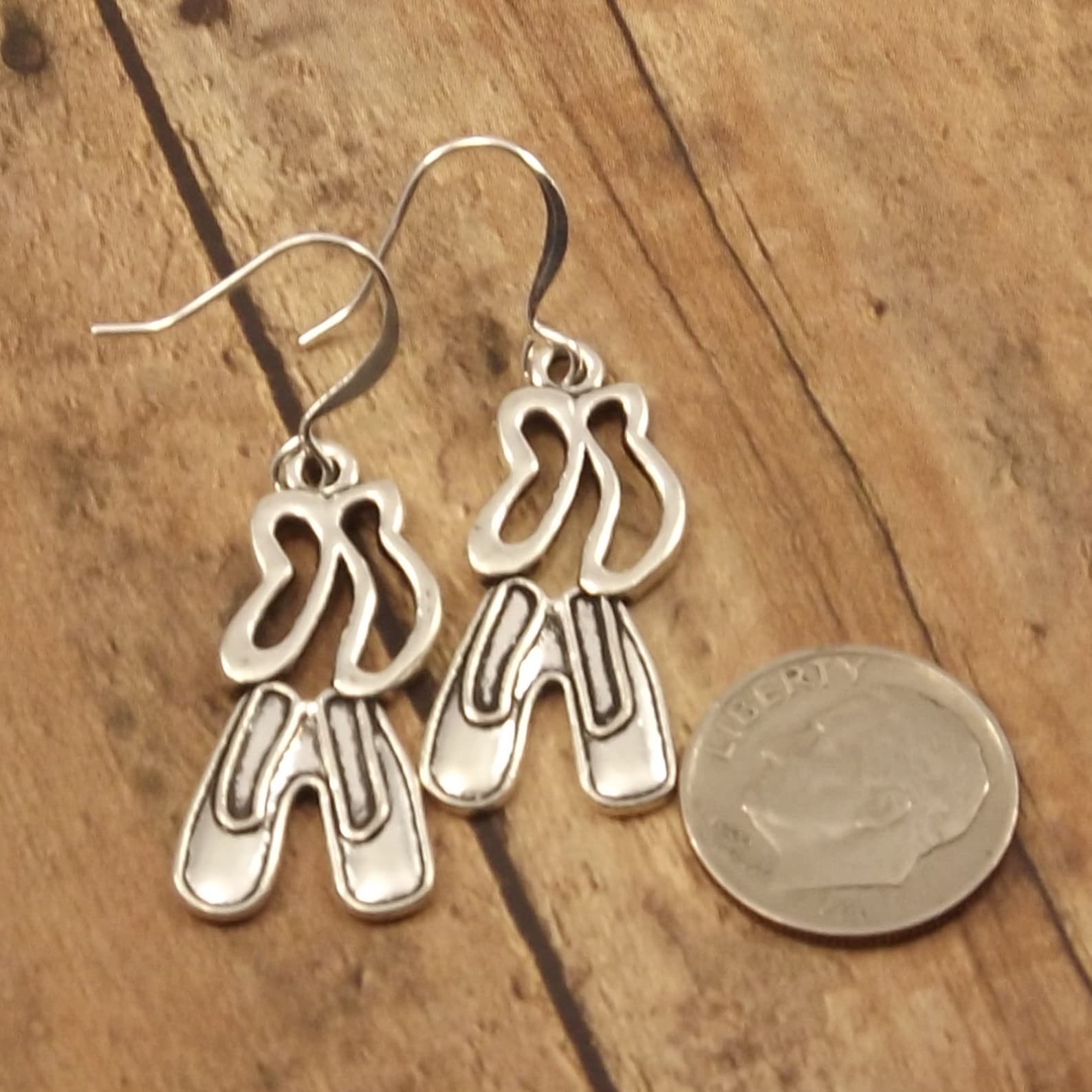 silver ballet slippers charms, ballerina jewelry, ballet student, ballet mom gift, ballet teacher, ballet lover gift, pointe sho