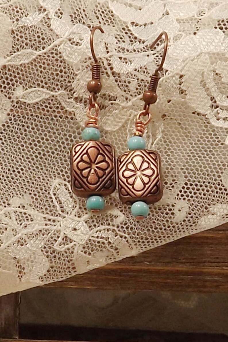 southwestern jewelry turquoise and copper earrings copper jewelry western earrings Copper earrings country girl earrings