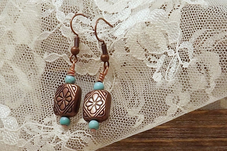 southwestern jewelry turquoise and copper earrings copper jewelry western earrings Copper earrings country girl earrings