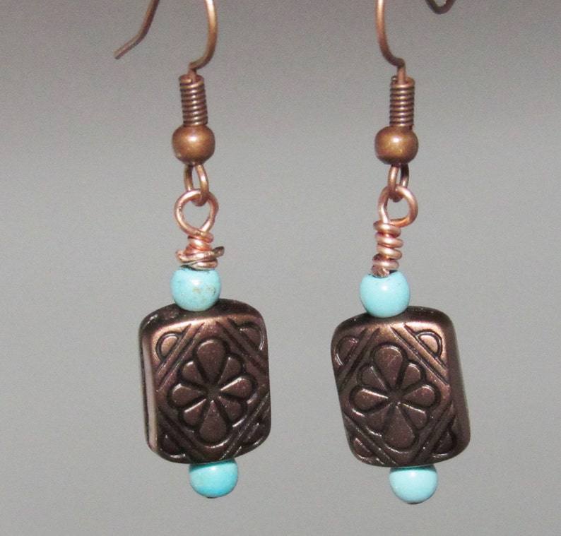 southwestern jewelry turquoise and copper earrings copper jewelry western earrings Copper earrings country girl earrings