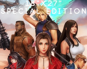 XL FF7 Final Fantasy 7 AVALANCHE Art Poster 18x27 Inch Special Edition