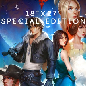 XL FF8 Final Fantasy 8 Squall and Rinoa and Crew Art Poster 18x27 Inch Special Edition