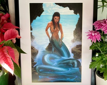 Zodiac Pisces Mermaid Poster Open Edition Art Print 11x17 inch