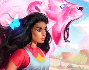 SU Stevonnie and Lion Open Edition Art Print 11x17 inch
