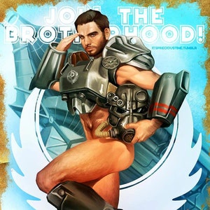 Fallout 4 Paladin Danse Brotherhood of Steel Pinup Art Print 11x17 inch Open Edition