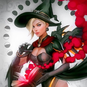 Overwatch Halloween Witch Mercy Art Print 11x17 inch Open Edition
