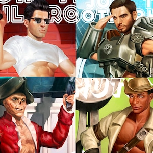 Fallout 4 Full Set de Danse, Deacon, Preston, Hancock Pin Up Art Posters 11x17 pulgadas Open Edition
