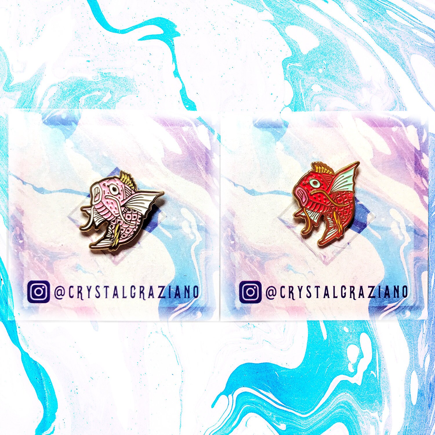 Magikarp Pokemon Pink Glitter or Orange Gold Soft Enamel Lapel - Etsy