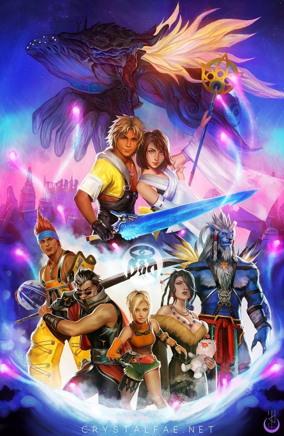 Final Fantasy X Yuna Her Guardians Ffx Open Edition Art Etsy