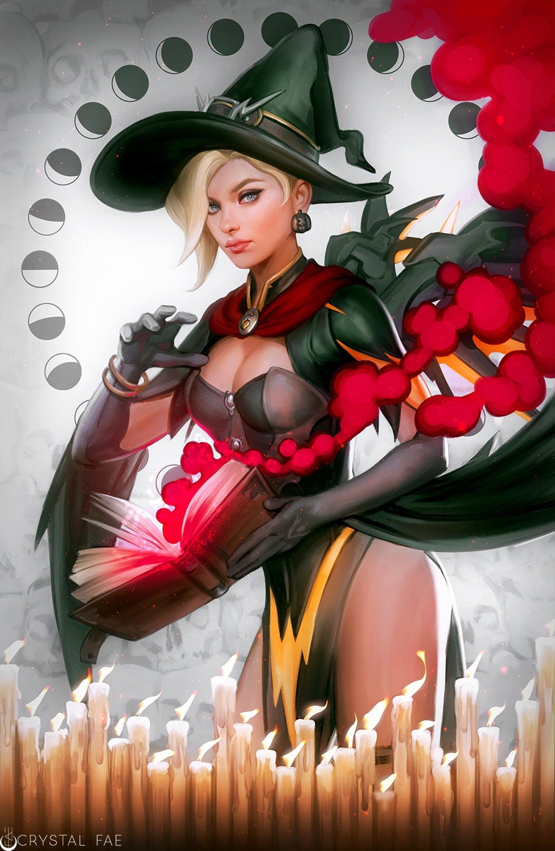 Overwatch Halloween Witch Mercy Art Print 11x17 Inch Open Edition Etsy