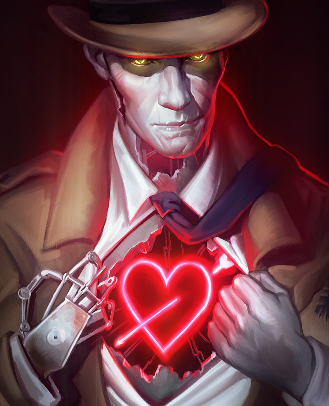 Fallout 4 Nick Valentine Wall Art Print 8x10 Inch Open Edition Etsy
