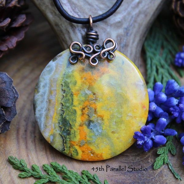 Bumble Bee Jasper Pendant, Stone Necklace, Womens Stone Necklace, Womens Necklace, Natural Stone, Stone Jewelry, Bumble Bee Jasper, Stone