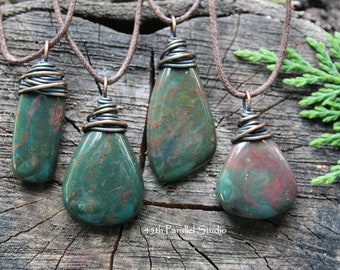 Bloodstone Necklace, Bloodstone Pendant, Bloodstone Jewelry, Bloodstone, March Birthstone, Birthstone Necklace, Birthstone Jewelry, Stone