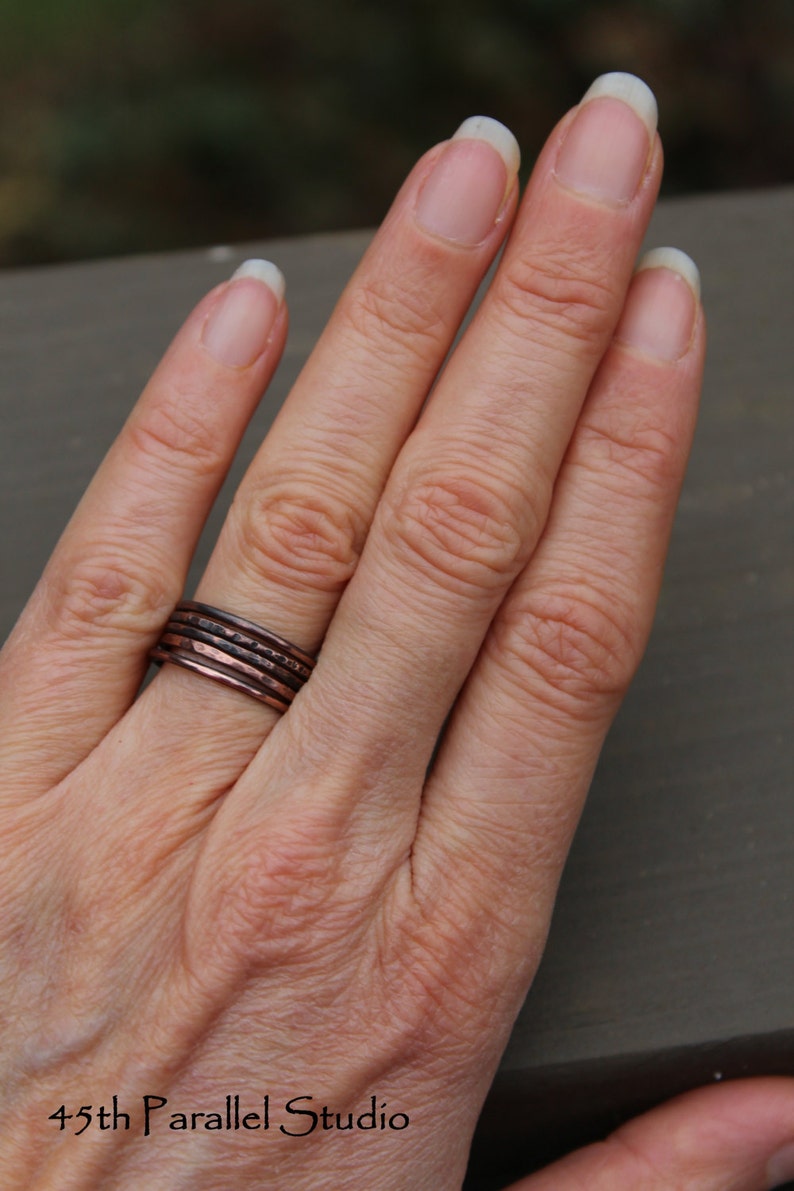 Copper Jewelry Thin Copper Stacking Rings Boho Rings Stacking Ring Set Copper Midi Ring Stackable Ring Copper Wire Rings Copper Ring