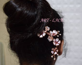 Cherry Blossom Hair stick, Sakura hair stick, Valentine's gift for women, Japanese, wooden hair stick, resin kanzashi, Kimono accessories