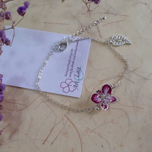 Orchid bracelet, adjustable, Purple flower bracelet, Charmed chain Hawaiian bracelet, crystal chain with slider, graduation gift her