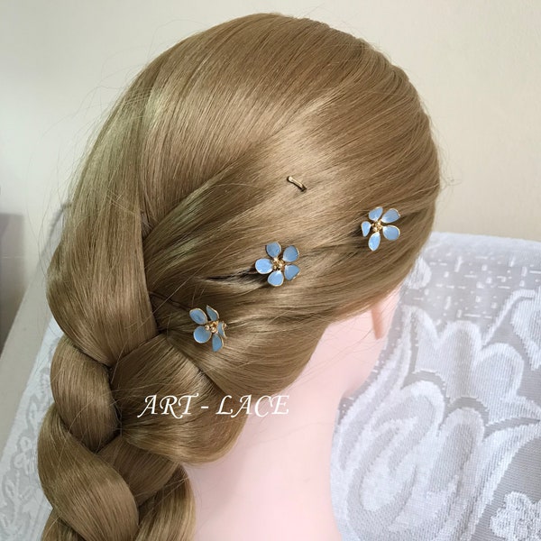 Épingles à cheveux myosotis, cadeau pour fille/femme, barrettes à cheveux fleur bleu clair, épingle à cheveux fille de fleur bleu ciel, proposition de demoiselle d'honneur